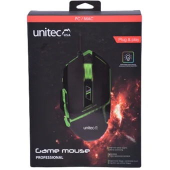 Mouse Gamer Unitec 8 Botones Usb 3200dpi Base Metalica Verde